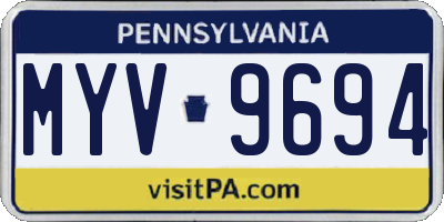 PA license plate MYV9694