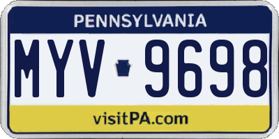 PA license plate MYV9698
