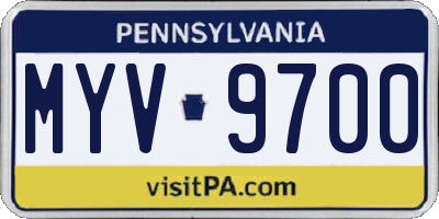 PA license plate MYV9700