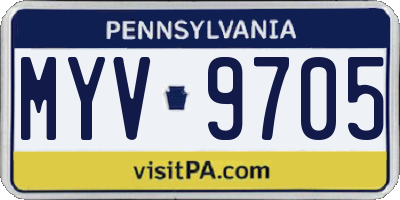 PA license plate MYV9705