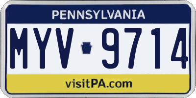 PA license plate MYV9714