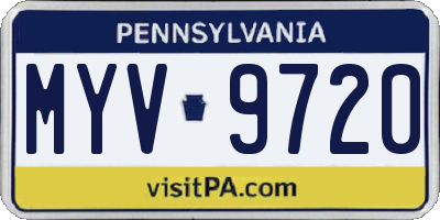 PA license plate MYV9720
