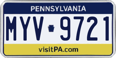 PA license plate MYV9721