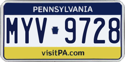 PA license plate MYV9728