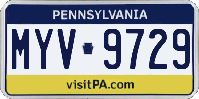 PA license plate MYV9729