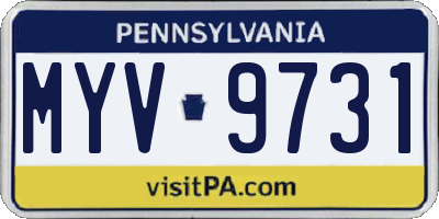 PA license plate MYV9731