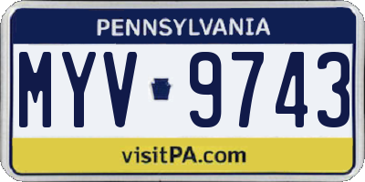PA license plate MYV9743