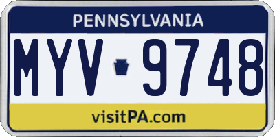 PA license plate MYV9748