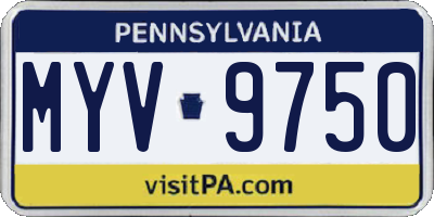 PA license plate MYV9750