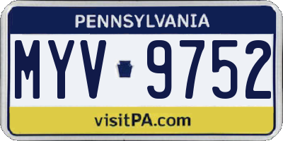 PA license plate MYV9752