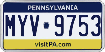 PA license plate MYV9753