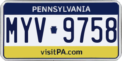 PA license plate MYV9758