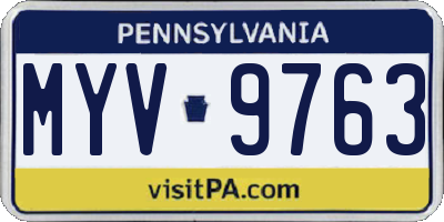 PA license plate MYV9763
