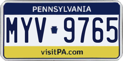PA license plate MYV9765