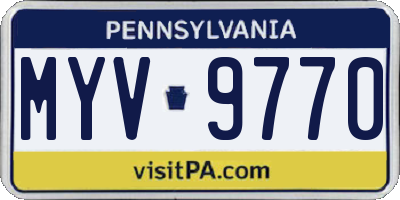 PA license plate MYV9770