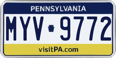 PA license plate MYV9772