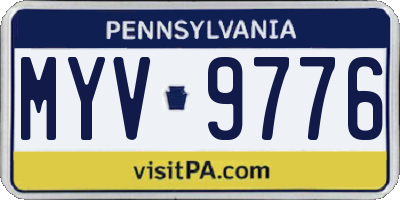 PA license plate MYV9776