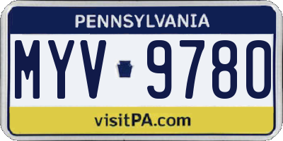 PA license plate MYV9780
