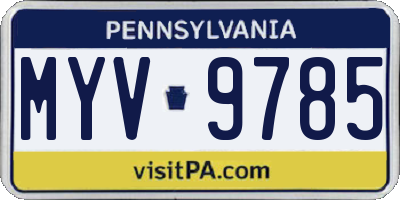PA license plate MYV9785