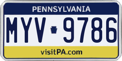 PA license plate MYV9786