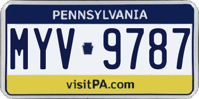 PA license plate MYV9787