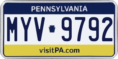 PA license plate MYV9792