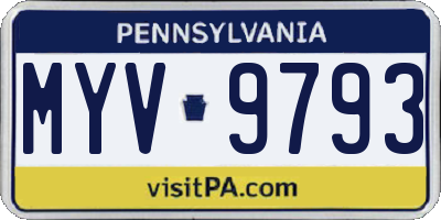 PA license plate MYV9793