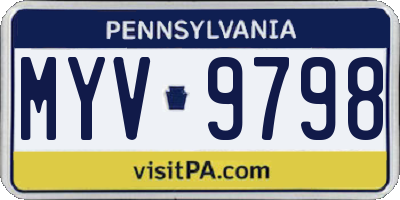 PA license plate MYV9798
