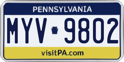 PA license plate MYV9802