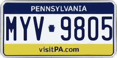 PA license plate MYV9805