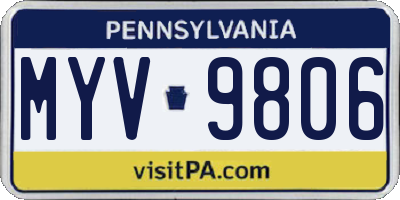 PA license plate MYV9806
