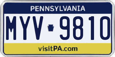 PA license plate MYV9810