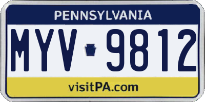PA license plate MYV9812