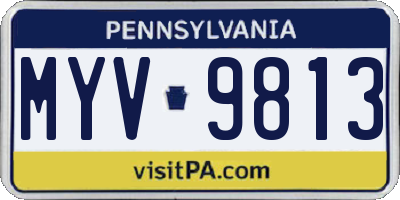 PA license plate MYV9813