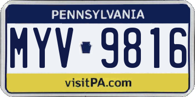 PA license plate MYV9816