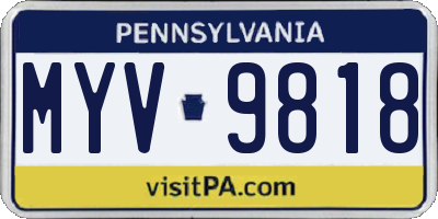 PA license plate MYV9818