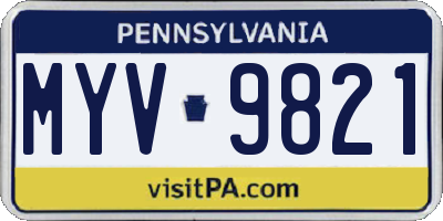 PA license plate MYV9821