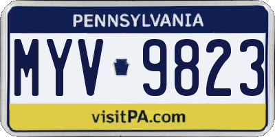 PA license plate MYV9823