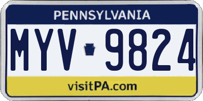 PA license plate MYV9824