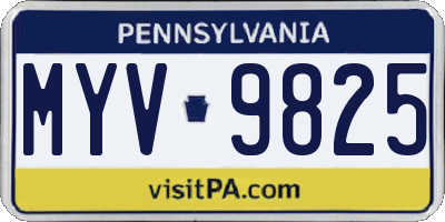 PA license plate MYV9825