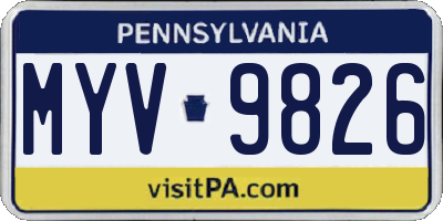 PA license plate MYV9826