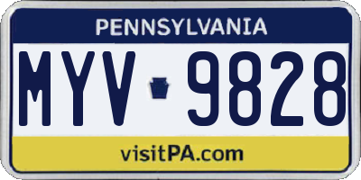 PA license plate MYV9828