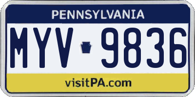 PA license plate MYV9836