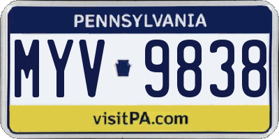 PA license plate MYV9838