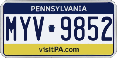 PA license plate MYV9852