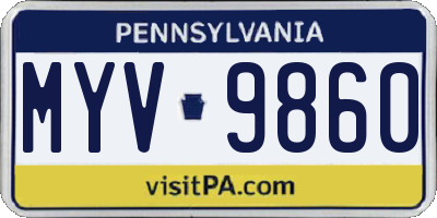 PA license plate MYV9860