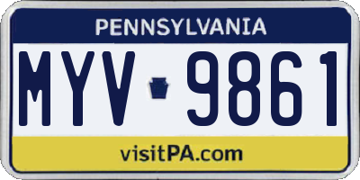 PA license plate MYV9861