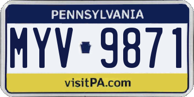 PA license plate MYV9871