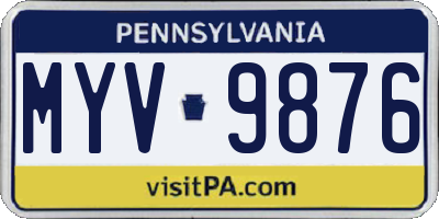 PA license plate MYV9876