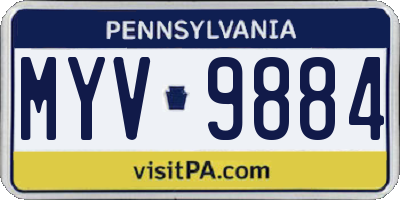 PA license plate MYV9884
